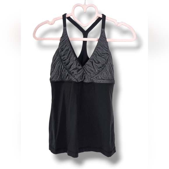 Lululemon BLACK/GREY combo Pure Balance Tank yoga top Size 6 - Picture 2 of 5